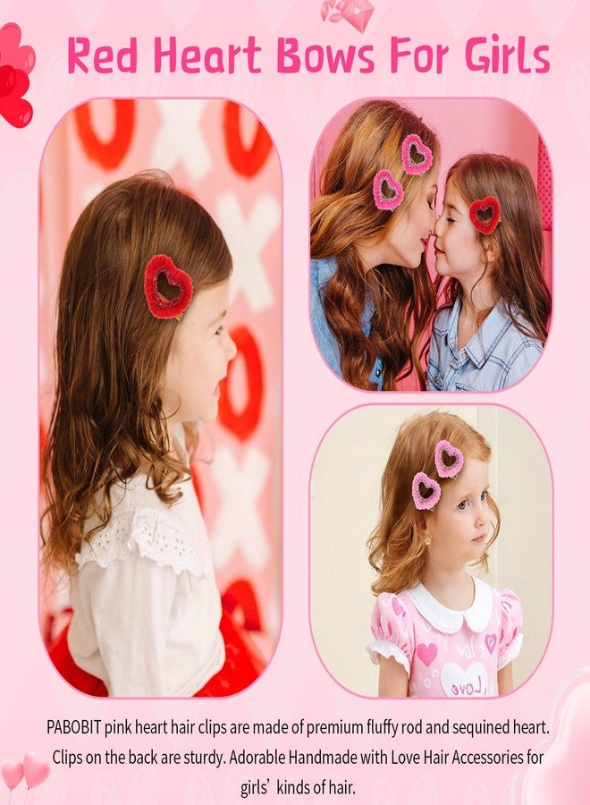 PABOBIT 6PCS Valentines Heart Hair Clips Red Pink Bow Clips with Alligator Clips Girls Hair Accessories for Kids Teens Gifts - Image 4